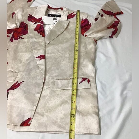 Zara Floral Print Satin Effect Open Blazer New Size Medium - Picture 15 of 16